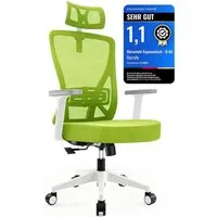Durrafy Bürostuhl 200kg Ergonomischer Bürostuhl-Verstellbare Lordosenstütze (Verstellbare Lendenwirbelstutze + Kopfstutze + hohenverstelbare Armlehnen),bis zu 130° neigbar, atmungsaktives Netzgewebe, Drehstuhl),bis zu 130° neigbar, atmungsaktives Net