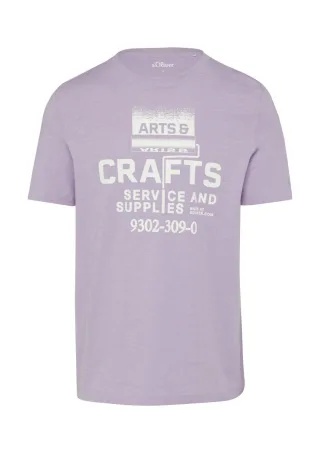 s.Oliver Red Label - Crew-Neck-Shirt aus Baumwolle mit Frontprint violet - Gr. - XL