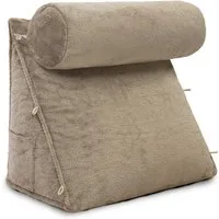 ELONEO Rückenkissen mit Nackenrolle für Bett & Sofa, 55x50x30cm, waschbarer Bezug