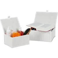 relaxdays Aufbewahrungskorb Bambus 2-tlg. Set (2er Set), weiß