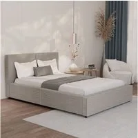 Juskys Polsterbett Salerno, Cord Design, bis 500 kg belastbar, Pflegeleicht mit Polsterung