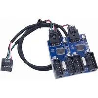 Bolwins O57 USB 2.0 Hub Splitter 9Pin zu 4x 9Pin Erweiterung Header um 4 Ports Computer-Adapter 9-Pin USB 2.0 Stecker zu 9-Pin USB 2.0 Buchse, 30 cm, USB-Port-Erweiterung ohne Treiber, kaskadierbar bis 16 Ports