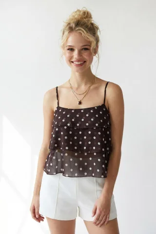 Punktmuster Chiffon Cropped Top