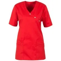 BEB Schlupfbluse beb MEDIZIN/PFLEGE Damen KASACK Kurzarm V-Neck Baumwollmix Rot
