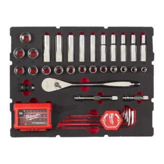 Milwaukee SHOCKWAVE Bits & 1/2" Ratschen u. Steckschlüsseleinsätze Einlage für PACKOUT Koffer - 4932480716