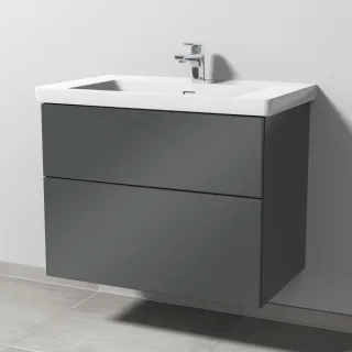 Sanipa 3way Waschtischunterbau zu Villeroy & Boch Subway 3.0 Waschtisch mit 2 Auszügen, Anthrazit-Gl SF84879