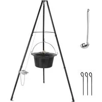 TLGREEN Holzkohlegrill Kesselgulasch Topf, 10L/15L/30L, Gulaschkessel mit Dreibein, Kettenhöhenverstellung, Kesselgulasch Topf Set, für Picknick