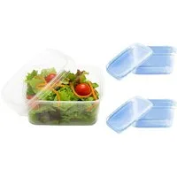 Lauroo Servierschale Feinkostbecher mit Deckel 250ml, Rechteckig - 50 Stück, (50-tlg)