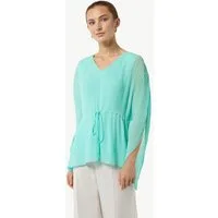 comma Blusentop Bluse Plissee-Tunika mit V-Ausschnitt