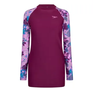 Speedo - Badeanzug für Damen, Langärmlig (Violett/Blau)