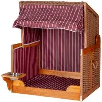 bene living Hundekorb Hundestrandkorb - gestreift/rot - PE beige, Polyester, mit schwenkbarem Trinknapf und Schutzhaube