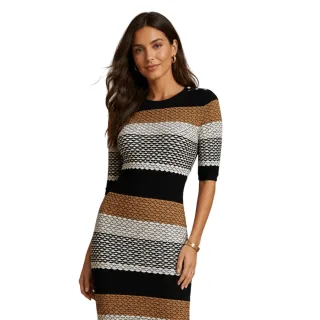 Boss - "Etanah" Maxikleid für Damen, Jerseyware (Schwarz/Grau/Braun)