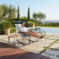 ESTEXO Gartenliege Schaukelliege Sonnenliege Liegestuhl Relaxliege Liege Swing Beige