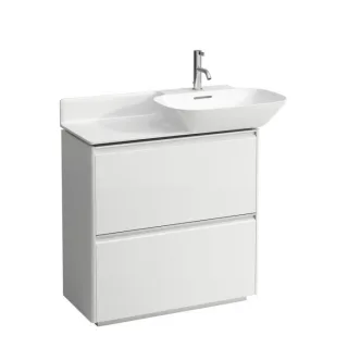 LAUFEN BASE für INO Waschtischunterschrank H4030021102601 77x77cm, 2 Schubladen, Griffleiste Aluminium eloxiert, weiß matt