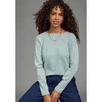 Laura Scott Strickpullover mit U-Boot-Ausschnitt, figurumspielende Passform aus Strukturstrick, in melierter Optik