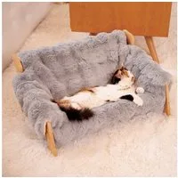 CheerPals Tierbett Erhöhtes Design aus stabilem Buchenholz für optimalen Liegekomfort, Polyesterfaser