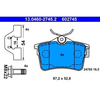 ATE Bremsbel?ge hinten Citroen Berlingo Peugeot 308 Partner