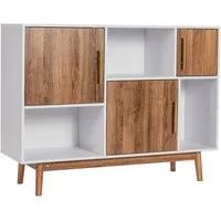 COSTWAY Sideboard, Bücherregal mit Türen & 6 Fächern,102x33x76cm