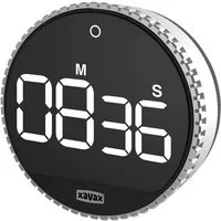 Xavax Küchentimer Timer "Rotation", digital, Silber, Schwarz Magnetisch, Aussparung für Wandmontage, Antirutsch-Pad