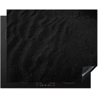 MuchoWow Herd-Abdeckplatte Sand - Schwarz - Weiß - Strand, Vinyl, (1 tlg), Abdeckung Induktionskochfeld Schutzmatte, Küche Deko, 65x52 cm