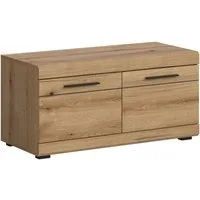 Home affaire Sitzbank SIENA, Breite 90 cm, 2 Türen, 2 Einlegeböden, 4 Fächer (1-St., hochwertige Rillenfräsung in MDF Front), Garderobenbank, Dielenbank, Bank, Flurbank, Kommode
