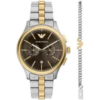 Emporio Armani Chronograph AR80084SET, (Set, 2-tlg., mit Armband), Quarzuhr, Armbanduhr, Herrenuhr, Edelstahlarmband