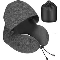 Refined Living Reisekissen Memory Foam,Reisekissen mit Haube,Bequemes Nackenhörnchen mit Haube, für Flugzeug, Auto, Zug, Büro Nackenkissen Reise zum Schlafen, 1-tlg., Reisekissen Nackenkissen Auto Schlafkissen,Nackenstützkissen, Memory-Schaum Reiseki