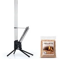 LANDMANN Feuerschale Feuerrohr Edelstahl Pelletfeuer LANDMANN Feuerstelle inkl 10kg Pellets