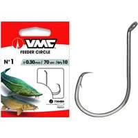 VMC Karpfenhaken VMC Feeder Circle 7384 Störhaken Vorfachhaken Schwarz 70cm, (Packung, 10-St)