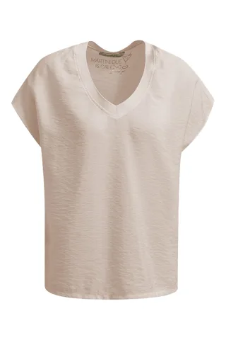 Smith&Soul - Crinkled V-neck Tshirt Blouse sand - Gr. - S