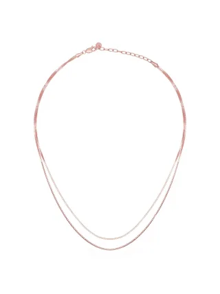 cai Collier 925/- Sterling Silber Venezianer Kette rosé vergoldet zweireihig