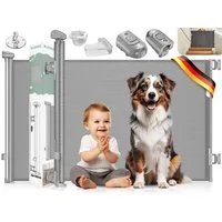 KIDIZ Türschutzgitter Treppenschutzgitter ausziehbar bis 140cm für Kinder, Babys & Haustiere (Schutzgitter für Treppen & Türen inkl. Bodenanker & Montagezubehör), Raumtrennung Absperrgitter kindersicheres Treppengitter