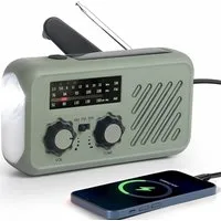 Futicare Kurbelradio mit austauschbarem 18650 Akku, Solar & Handkurbel, Notfallradio (6 W, (AM/FM Radio mit Powerbank, SOS, Taschenlampe für Stromausfall)