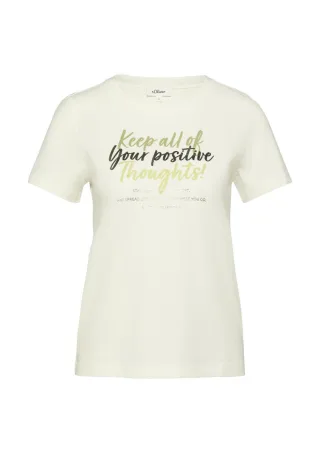 s.Oliver Red Label - T-Shirt mit Frontprint und Rundhalsausschnitt weiß - Gr. - 34