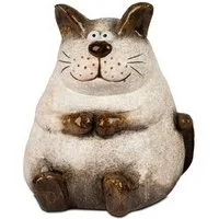 formano Dekofigur Dekokatze dicke Katze im Cartoon-Stil Creme-Braun 25 cm Glasur (1 St)