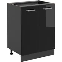 Vicco Unterschrank R-Line, Schwarz Hochglanz/Anthrazit, 60 cm ohne Arbeitsplatte (1-St)