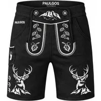 PAULGOS Trachtenhose Herren Jogginghose Design Lederhose Kurz Sweathose Bermuda Shorts JOK4