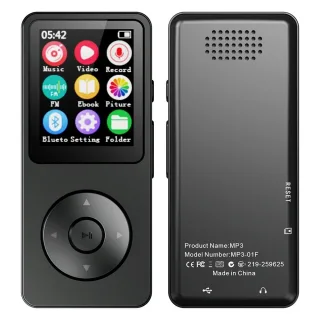 MP3-01F 32GB/64GB Bluetooth 5.0 MP3 Player with 1.8 Inch Screen HiFi Sound 30H Playback FM Radio Voice Recorder E Book P