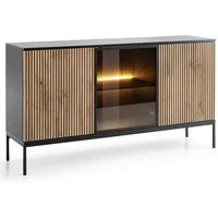 Lomadox Sideboard SIBARI-160, Sideboard in schwarz mit Wotan Eiche Nb., grifflos B/H/T 154/83/39 cm
