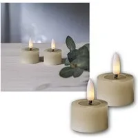 STAR TRADING LED-Kerze LED Teelicht FLAMME FLOW M beige Timer 2er Set