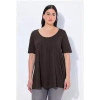 Ulla Popken T-Shirt T-Shirt Zierfalten A-Linie Rundhals Halbarm Modal