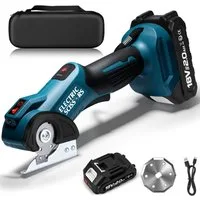 XERSEK Akku-Universalschere 18V Elektrische Schere mit 2,0Ah Akku, Kartonschneider Akkuschere, 18 in v, 18 V in V, 2 Klingen, 440U/min Motor, 9mm Schnitttiefe Kompatibel mit Makita-Akku, Multi-Cutter Rollschneider Nähschneider für Karton Leder Teppic