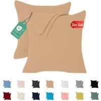 livessa Kissenbezug 2er Set Kissenbezug Kissenhülle Baumwolle Jersey Reißverschluss weich, %100 Baumwolle Jersey Stoff 140 g/m², Ultra Weich und Atmungsaktiv