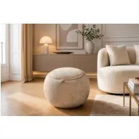riess-ambiente Couchtisch ORBIT 50cm champagner greige - Bouclé, mit Tablett & Stauraum, rund (Einzelartikel), Scandi Beistelltisch - ideal für Wohn- und Esszimmer oder TV-Ecke