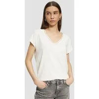 QS Kurzarmshirt T-Shirt Modalmix-Shirt mit Spitzenblende