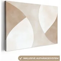 OneMillionCanvasses® Leinwandbild Braun - Japandi - Abstrakt, Fotodruck (1 St), Leinwand Bilder Klein, Wand Dekoration Aesthetic 30x20 cm