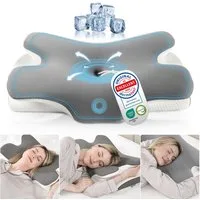 Simloveve Nackenstützkissen kühlendes Kopfkissen,Seitenschläferkissen,Orthopädisches Kissen, Füllung: Memory Foam, Rückenschläfer, Seitenschläfer, Bauchschläfer, Ergonomisches Kopfkissen, Nackenkissen OEKO-TEX® Standard 100 & CertiPUR-US Zertifiziert