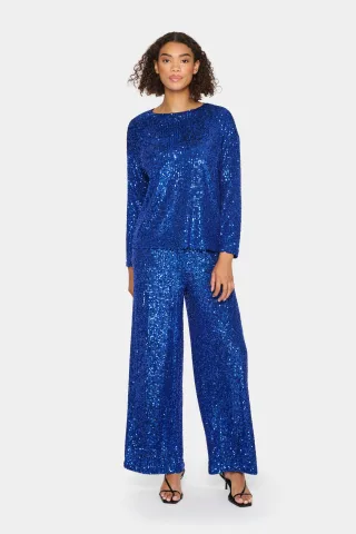 Langarm-Bluse Gerade Passform blue