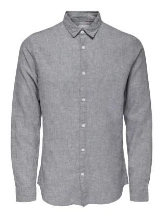 only & sons - Slim Fit: Hemd blau/grau - Gr. - L