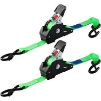 TLGREEN Spanngurt Automatik Spanngurte mit S Haken, (2-St., 3 m x 25mm, Selbstaufrollende Spanngurte mit S Haken) 748kg Bruchfestigkeit,für LKW, Anhänger, Motorrad, Fahrrad & Mehr